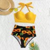 Sexy bikini set - with push-up - high waist - sunflowersBeachwear