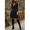 Mini loose dress - long sleeve - v-neck - vintage floral printDresses