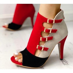 High heel pumps - sandals - with buckles & zipper - ankle lengthSandals