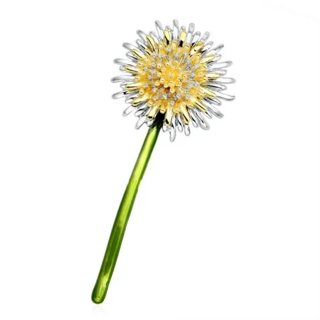 Grüne Löwenzahnblume - Brosche