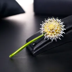 Grüne Löwenzahnblume - Brosche
