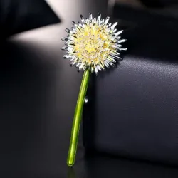 Grüne Löwenzahnblume - Brosche