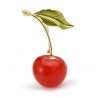 Enameled cherry with a leaf - broochBrooches