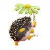 Igel mit einer Blume - Brosche
