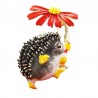 Igel mit einer Blume - Brosche