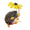Igel mit einer Blume - Brosche