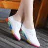 Flat shoes with rainbow sole - with laces - genuine leatherBoots