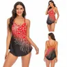 Langes Top-Bikini-Set - Pfauenfederdruck