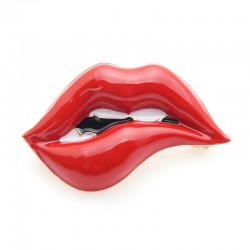 Rote Lippen - Emailbrosche