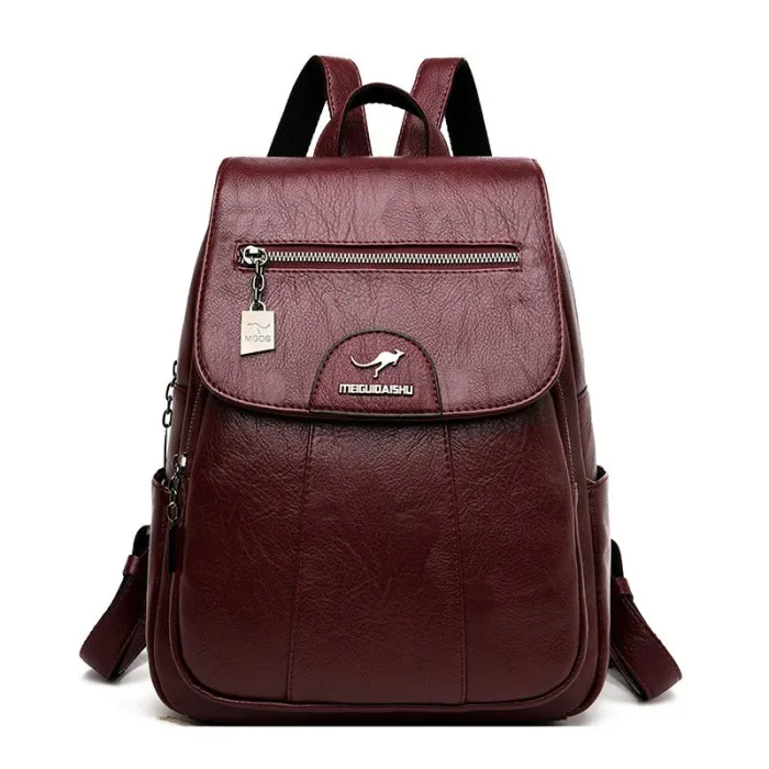 Leather backpack - with hand strap / zippersBackpacks