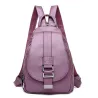 Fashionable leather backpack - with a metal front buckleBackpacks