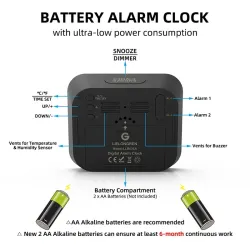Digitaler Wecker - Doppel-Smart-Wecker - mit Einstellung für Arbeitstage / Wochenenden / Schlummer - batteriebetrieben