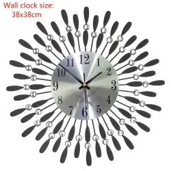 Modern wall clock - sun shape - with crystal decoration - 38 * 38cmClocks