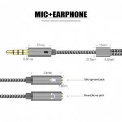 Audio-Splitter - AUX-Kabel - 1 Stecker auf 2 Buchse - 3,5-mm-Buchse