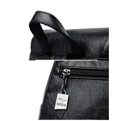 Lederrucksack - mit Handschlaufe / Reißverschlüssen