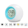 Round LED alarm clock - colorful glowing backlight - thermometer - calendar - dateClocks
