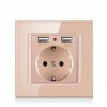 EU plug - power socket with dual USB charging ports - glass panelLighting fittings
