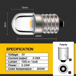E10 - LED-Lampe - 3V / 4,5V / 6V / 12V - 2 Stück