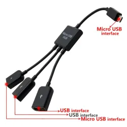 4 in 1 - Micro 2.0 USB-Ladekabel - Host - Hub - OTG - 4-Port-Splitter