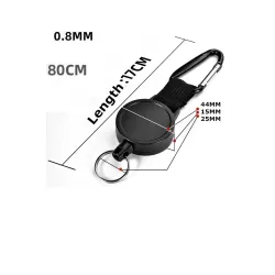 Schlüsselanhänger mit einziehbarem Drahtseil - diebstahlsicher - 80cm