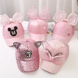 Baseballcap - mit Schleife / Glitzer / Perlen - für Mädchen / Jungen - verstellbar