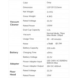 ILIFE H50 - cordless handheld vacuum cleaner - 10KPa suction power - with LED light - 1.2LRobot vacuum cleaner
