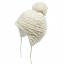 Knitted beanie - with ears protection / pom pom - for girls / boysHats & caps