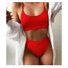 Sexy geripptes Bikini-Set - hohe Taille