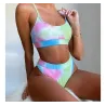 Sexy geripptes Bikini-Set - hohe Taille
