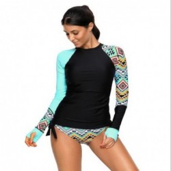 Two piece swimsuit - with front zipper - long sleeve - surfing / water sports
