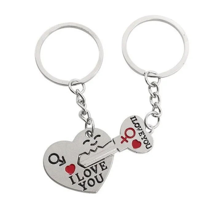 I Love You - heart & key metal keyring - 2 piecesKeyrings