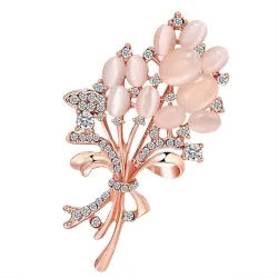 Vintage Opalblume - Kristallbrosche