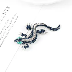 Navy crystal lizard - broochBrooches
