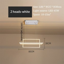 Luxurious chandelier - ceiling light - LED - minimalist rectangle design - 2 / 3 / 4 headsCeiling lights