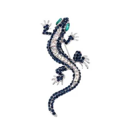 Navy crystal lizard - broochBrooches