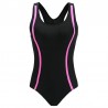 Fashionable one piece swimming suit - side stripes