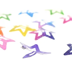 Colorful hair clips - glitter butterflies / stars - 12 piecesHair clips