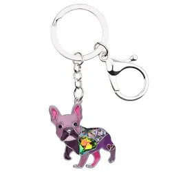 Enamel french bulldog - metal keychainKeyrings
