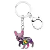 Enamel french bulldog - metal keychainKeyrings