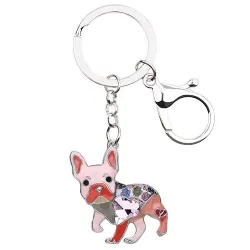 Enamel french bulldog - metal keychainKeyrings