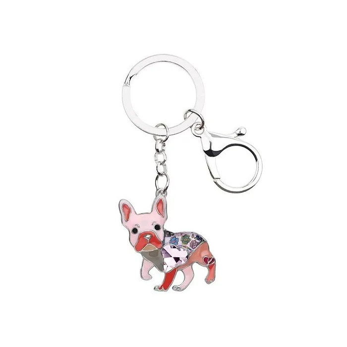 Enamel french bulldog - metal keychainKeyrings