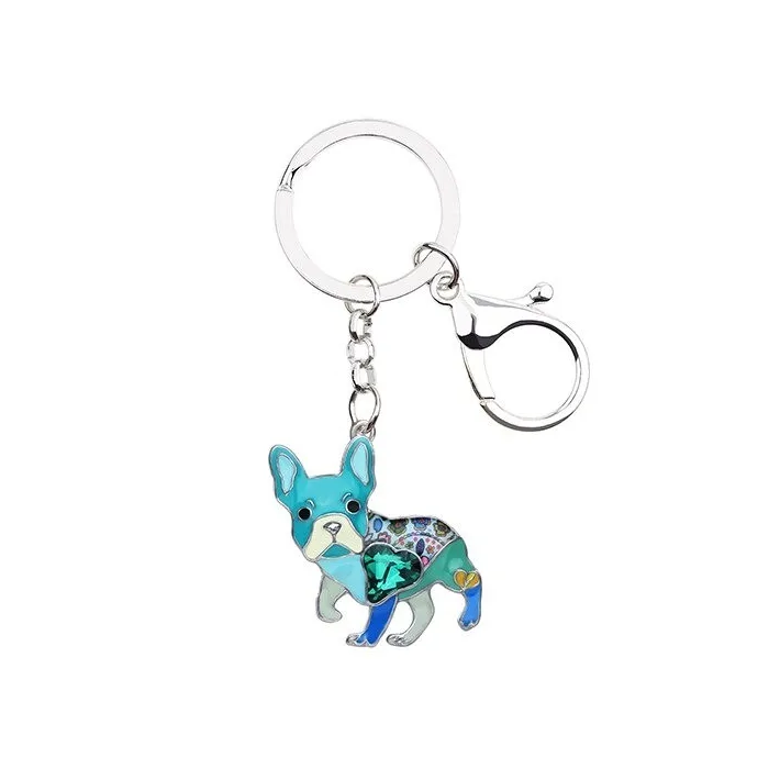 Enamel french bulldog - metal keychainKeyrings