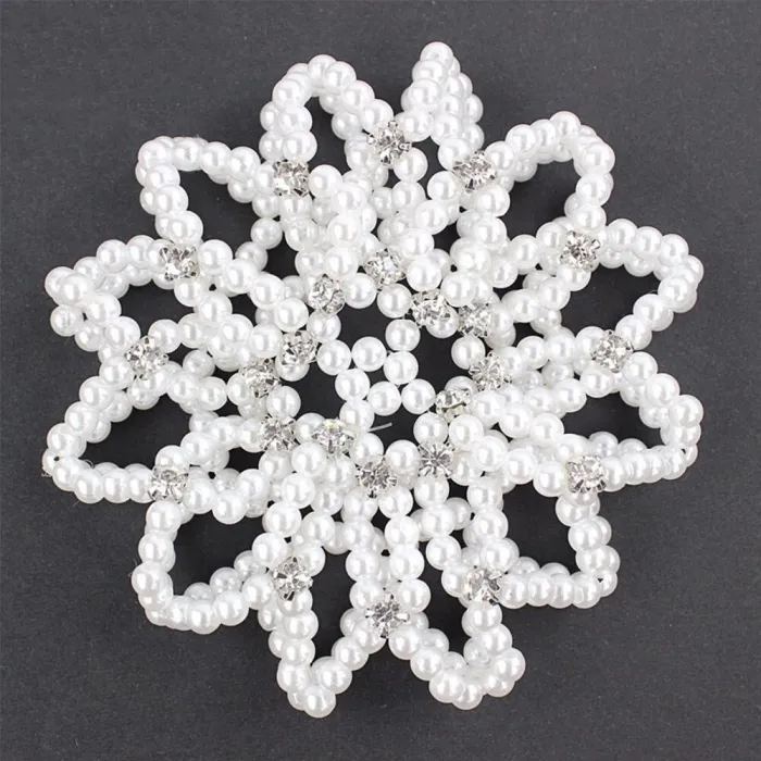 Hair bun cover - handmade - crochet design - with pearlsHair clips