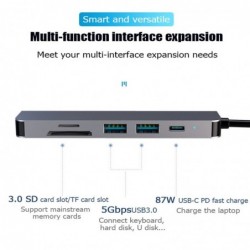 USB HUB-C HUB Adapter - 6 in 1 USB-C auf USB 3.0 HDMI - Splitter