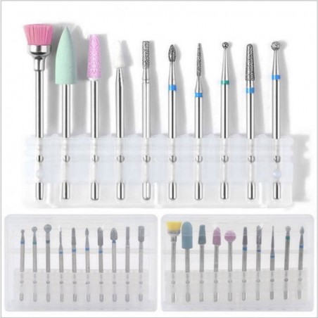 Ceramic rotary drill bits - cone tips - for electric manicure / pedicure machine - 10 piecesNail drills