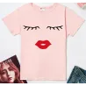 Trendy short sleeve t-shirt - eyelashes / red lipsBlouses & shirts