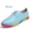 Modische Loafer - flache Schuhe - mit Regenbogensohlen / Schnürsenkeln - echtes Leder
