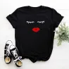 Trendy short sleeve t-shirt - eyelashes / red lipsBlouses & shirts