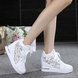 Trendige High-Plateau-Loafer - Spitzen-Sneaker mit Schnürsenkel
