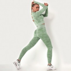 Camouflage Fitness Set - Nahtlos - Langarmshirt / Leggings